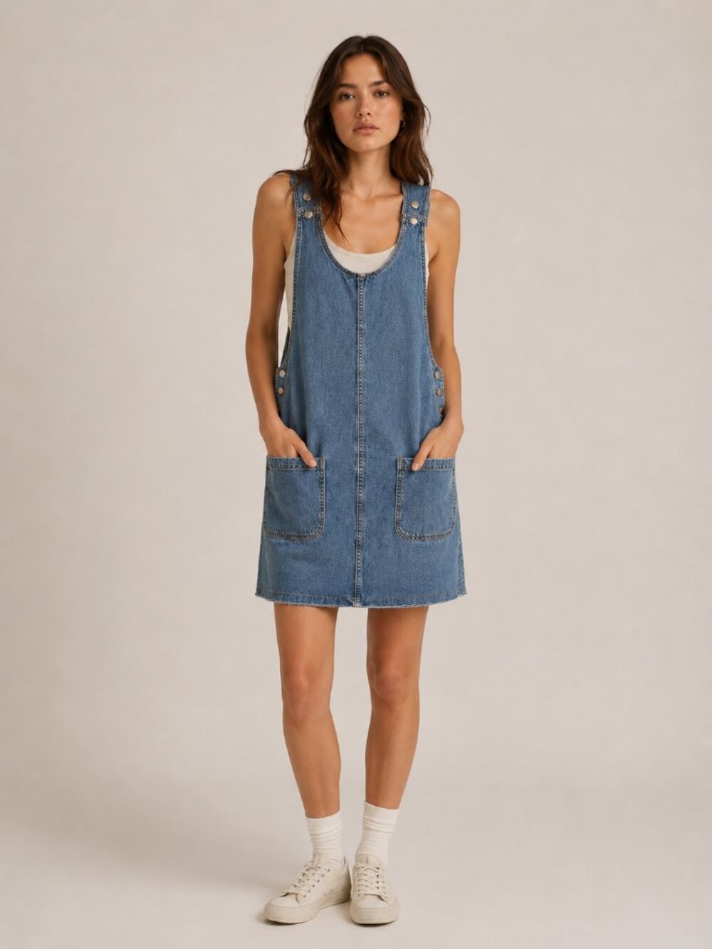 90's Vntage Crossroads Denim Jumper Pinafore Overall Dress, M, 100% Cotton